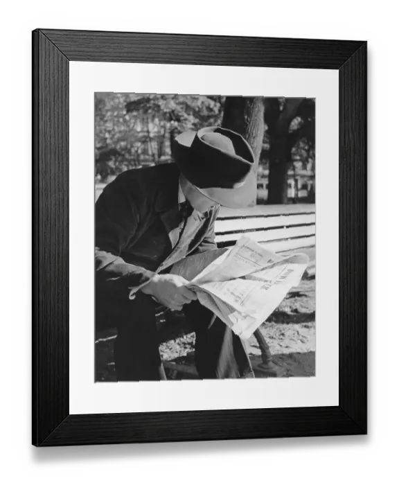 Framed Print : Hat fashion in the 1950s. A man is wearing a Fedora type hat Framed Print : Hat fashion in the 1950s. A man is wearing a Fedora type hat