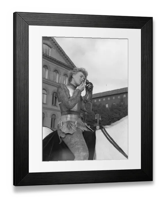 Framed Print : In the 1940s. The american movie Jeanne d'Arc is being promoted for it's premiere screening
