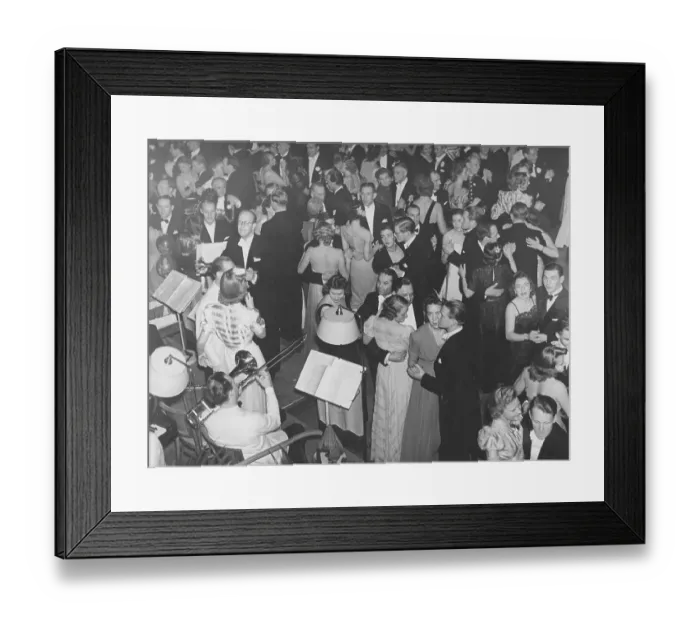 Framed Print : Dancing in the 1940s. The dance floor is filled with well dressed dancing couples