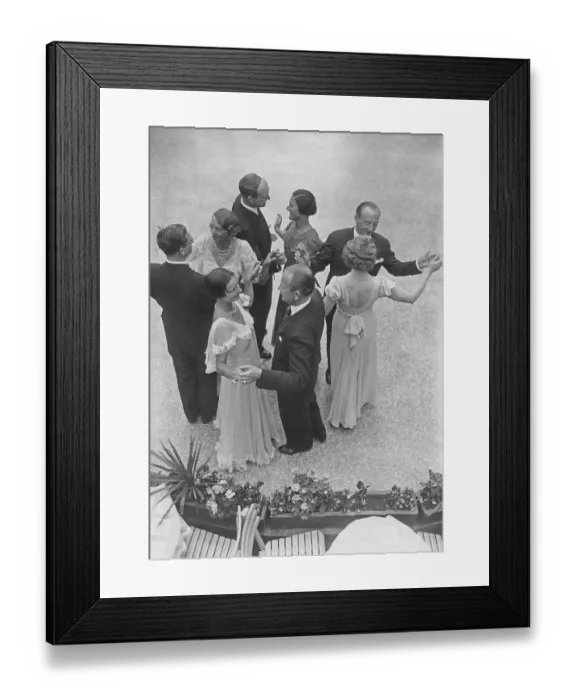 Framed Print : Dancing in the 1930s. Four couples at an outdoor garden party is dancing. 1930s Framed Print : Dancing in the 1930s. Four couples at an outdoor garden party is dancing. 1930s