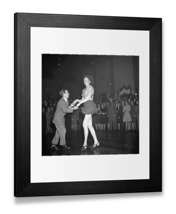 Framed Print : Jitterbug dance. A dance popularized in the United states and spread by American soldiers and sailors around the world during the Second world war. Pictured here a young couple when dancing the Jitterbug dance 1948 during a competition dance event