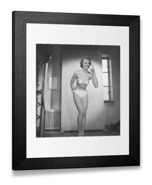 Framed Print : Woman of the 1950s. Young swedish girl pictured wearing a bikini Framed Print : Woman of the 1950s. Young swedish girl pictured wearing a bikini