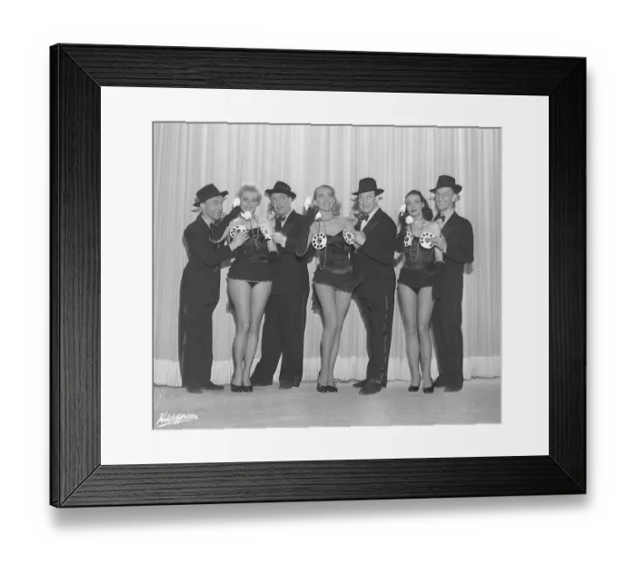 Framed Print : Theatre in the 1950s. A group of stage actors posing on stage