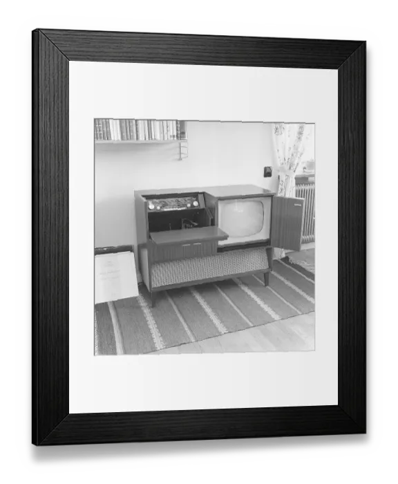 Framed Print : Television in the 1950s. A state of the art combined tv set Framed Print : Television in the 1950s. A state of the art combined tv set