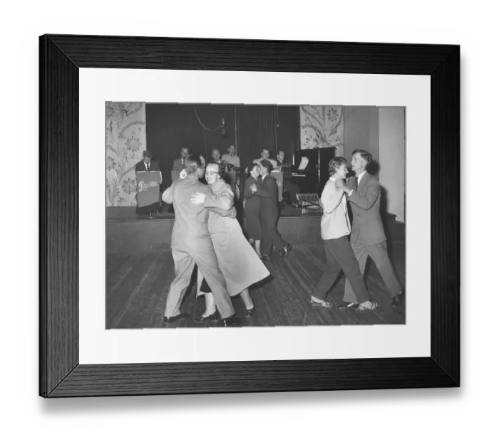 Framed Print : Dancing in the 1950s. The dance floor is filled with well dressed dancing couples