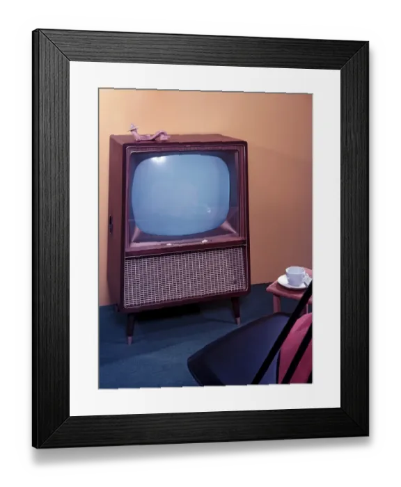 Framed Print : Television in the 1950s. A Grundig television set that was available for customers 1957