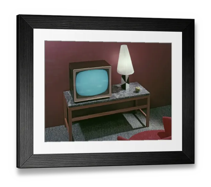 Framed Print : Television in the 1950s. A Grundig television set that was available for customers 1957