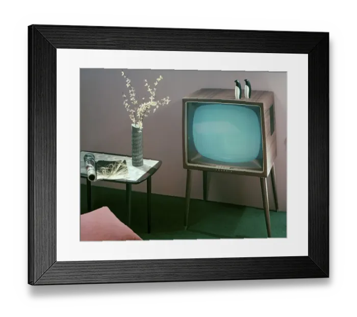 Framed Print : Television in the 1950s. A Grundig television set that was available for customers 1957