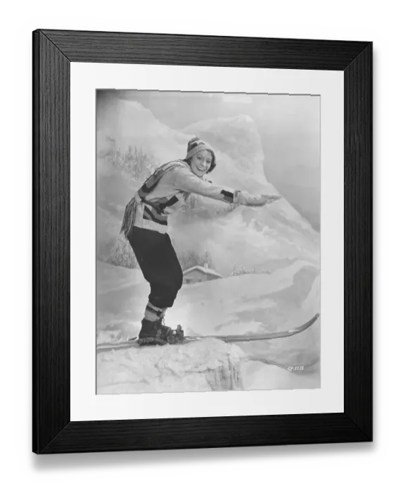 Framed Print : Woman on skis 1930s. The young actress Isa Quensel