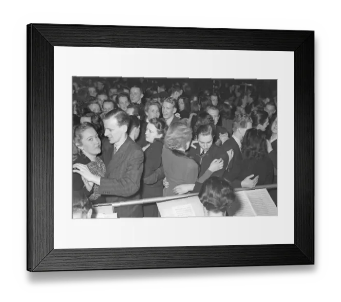 Framed Print : Dancing in the 1940s. The dance floor is filled with well dressed dancing couples