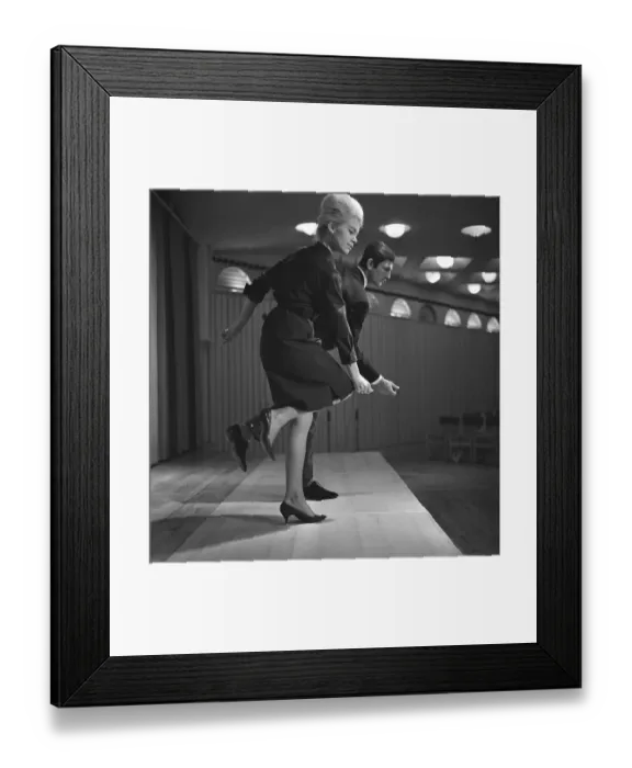 Framed Print : Dancing in the 1960s. The dance Hully Gully is being made popular and here are men and women dancing the new craze