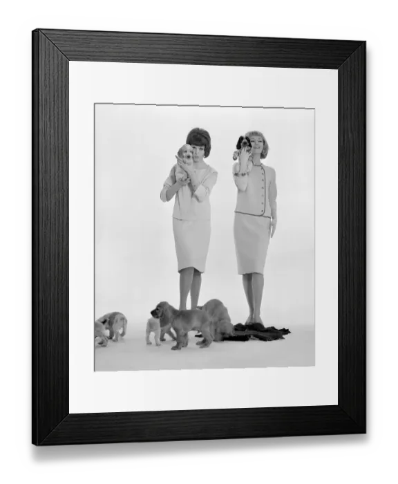 Framed Print : In the 1960s. Two fashion models
