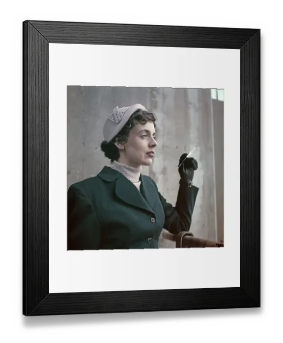 Framed Print : 1950s women's fashion. A swedish young woman wearing a typical 50s outfit