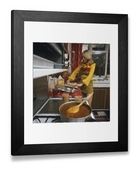 Framed Print : In the kitchen 1970s. Actress, singer Leena Skoog 1951-1998 Framed Print : In the kitchen 1970s. Actress, singer Leena Skoog 1951-1998