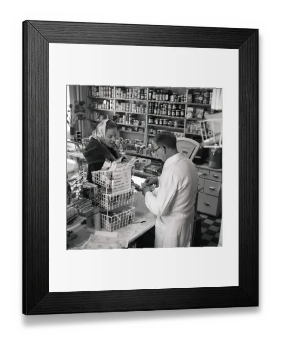 Framed Print : Shopping in the 1960s