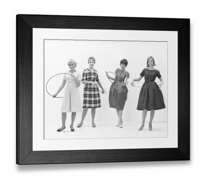 Framed Print : In the 1950s. Women Hula hooping Framed Print : In the 1950s. Women Hula hooping