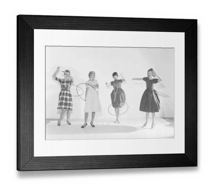 Framed Print : In the 1950s. Women Hula hooping