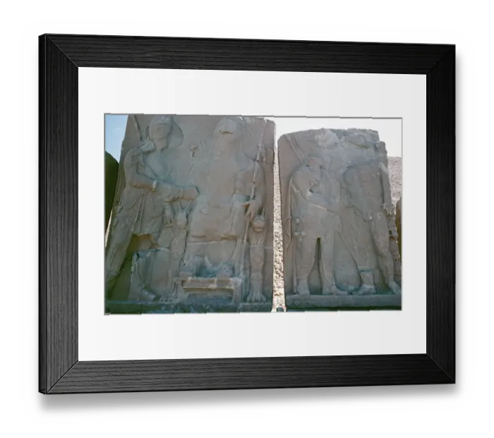 Framed Print : Relief panels, Antiochus and Zeus on the left