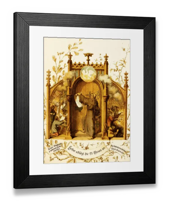 Framed Print : In 1517, Luther personally posted the 95 theses on the door of the castle church in Wittenberg Framed Print : In 1517, Luther personally posted the 95 theses on the door of the castle church in Wittenberg