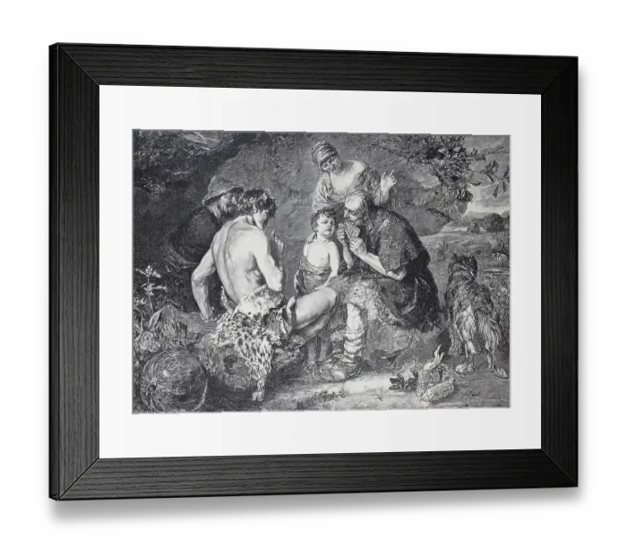 Framed Print : Music lessons on the panpipe, group of shepherds Framed Print : Music lessons on the panpipe, group of shepherds
