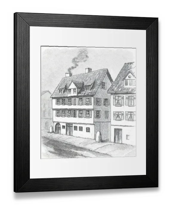 Framed Print : The house in the former courtyard kitchen garden