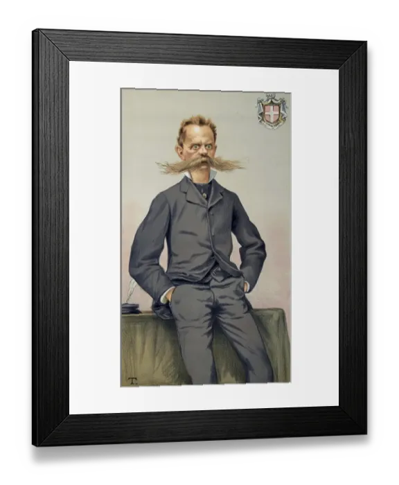 Framed Print : Caricature of Umberto I, Humbert I, Umberto Rainerio Carlo Emanuele Giovanni Maria Ferdinando Eugenio di Savoia (14 March 1844 - 29 July 1900), descended from the House of Savoy and was King of Italy from 1878 to 1900
