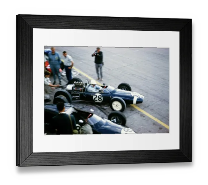 Framed Print : Stirling Moss Lotus Climax Formula 1 race Italian Grand Prix, Monza September 1961