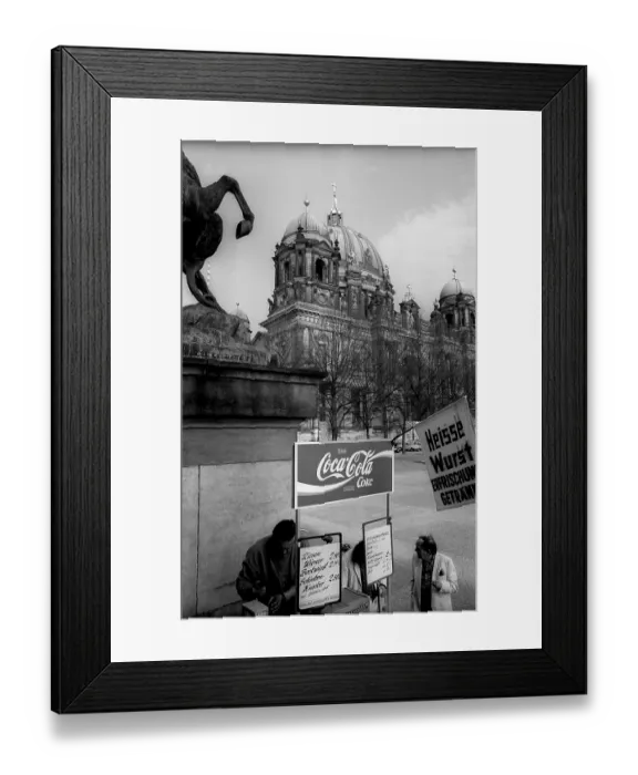 Framed Print : Germany, Berlin, 05.04.1992, Hot Sausage and Coca Cola