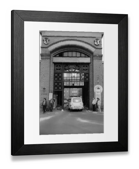 Framed Print : Germany, Berlin, 25.04.1992, Entrance Hospital in Friedrichshain