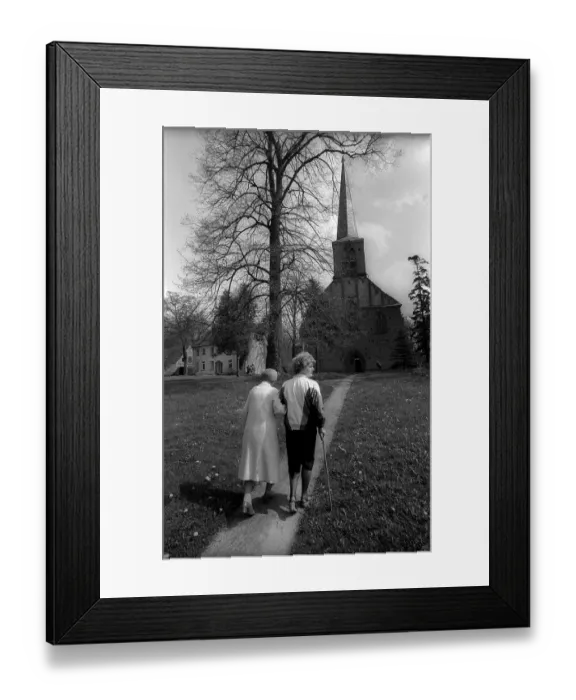 Framed Print : Germany, Stepnitz, 30.04.1992, Marienfliess monastery church, on the way to church service, Europe Framed Print : Germany, Stepnitz, 30.04.1992, Marienfliess monastery church, on the way to church service, Europe