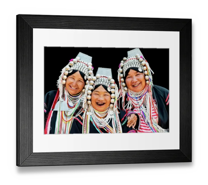 Framed Print : Akha hill tribe women in traditional dress, northern Thailand