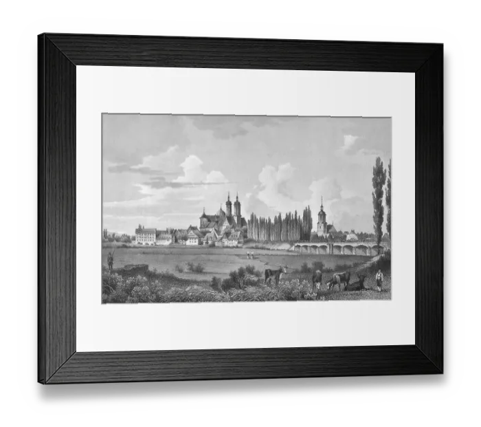 Framed Print : View of Wurzen in Saxony in 1850 Framed Print : View of Wurzen in Saxony in 1850