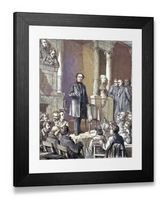 Framed Print : Ludwig Wuerkert in front of his congregation