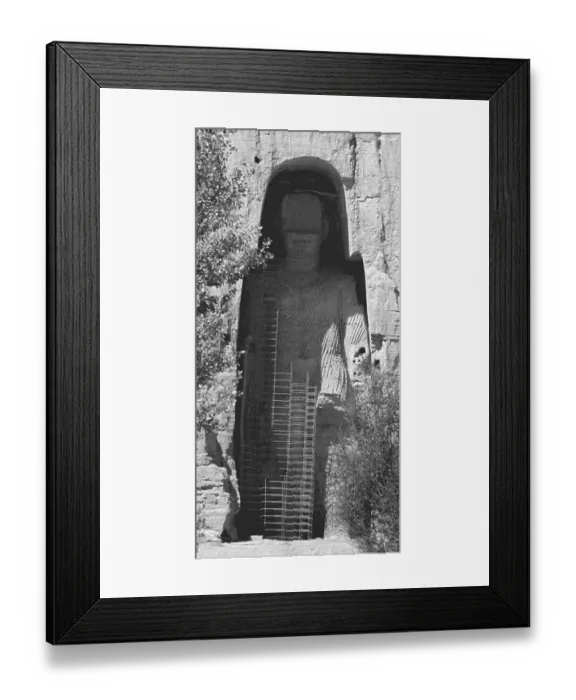 Framed Print : The Buddhas of Bamiyan were two 6th century monumental statues of standing buddhas carved into the side of a cliff