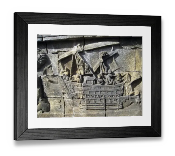 Framed Print : A Borobudur ship is the 8th-century wooden double outrigger