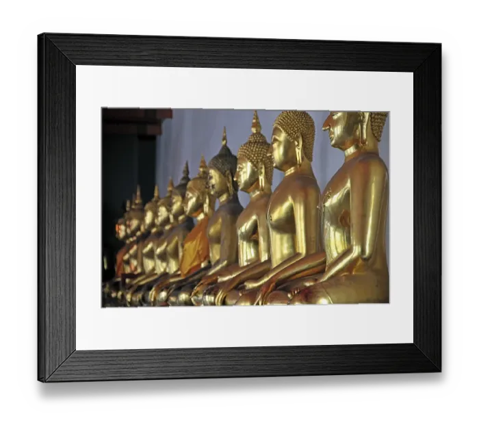 Framed Print : Gilded Buddha statues, Bhumispara-mudra, Gautama Buddha at the moment of enlightenment, Wat Pho, Bangkok, Thailand, Asia, PublicGround, Asia Framed Print : Gilded Buddha statues, Bhumispara-mudra, Gautama Buddha at the moment of enlightenment, Wat Pho, Bangkok, Thailand, Asia, PublicGround, Asia