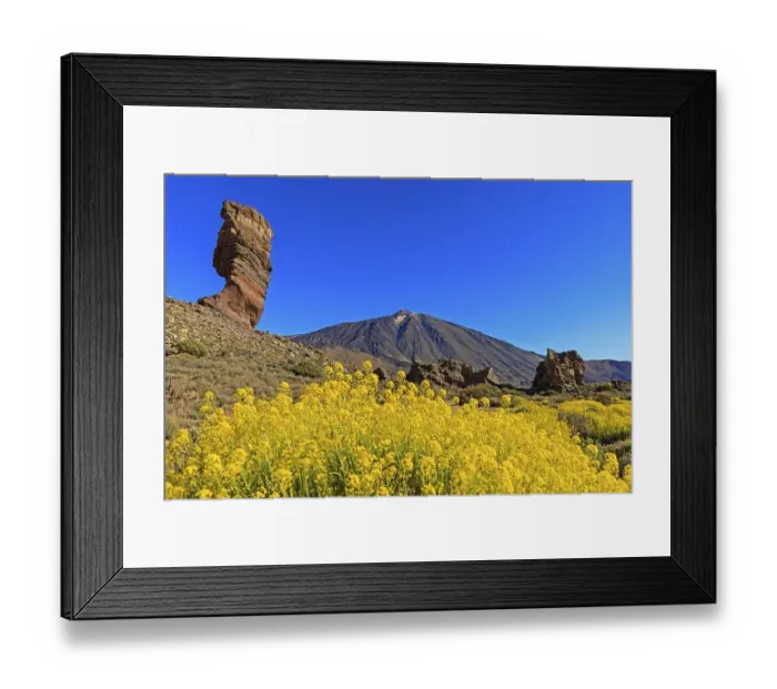 Framed Print : Rock formation Los Roques de Garcia in front of volcano Pico del Teide