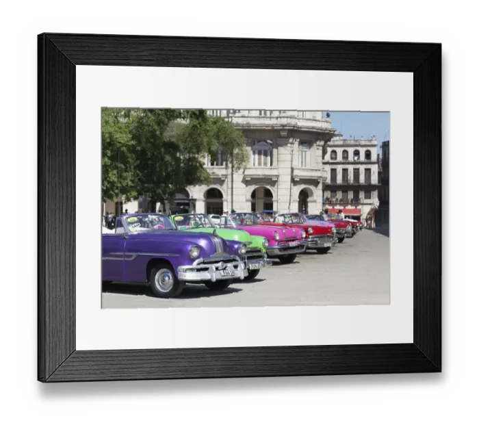 Framed Print : Oldtimer, taxis from the front in a row Framed Print : Oldtimer, taxis from the front in a row