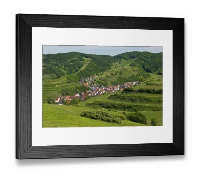 Framed Print : View from Mt Badberg of the village of Schelingen
