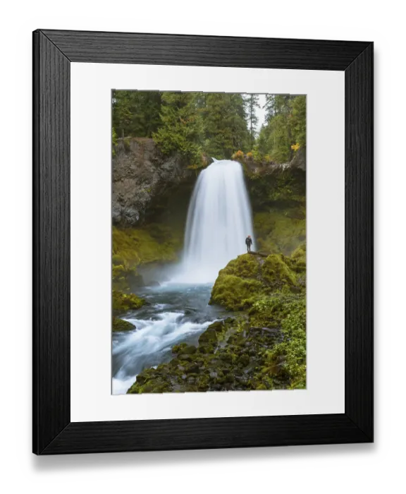 Framed Print : Person in front of a waterfall Framed Print : Person in front of a waterfall