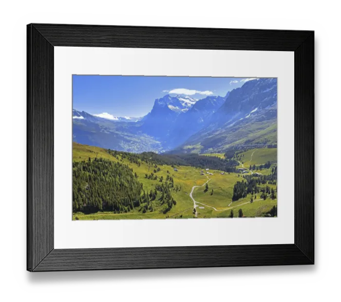 Framed Print : Mountain meadows on the Kleine Scheidegg with Wetterhorn above Grindelwald