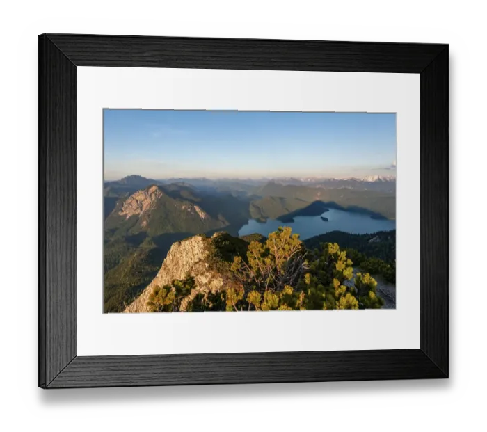 Framed Print : Mountain panorama, view from Herzogstand to Lake Walchen