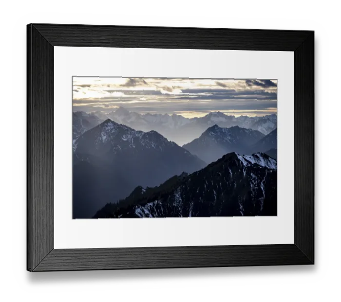 Framed Print : Ammergau and Lechtal Alps, mountains with snow Framed Print : Ammergau and Lechtal Alps, mountains with snow