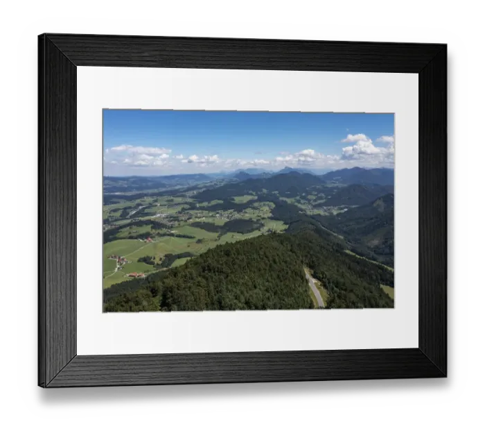 Framed Print : Drone shot, view from Gaisberg to Koppl Framed Print : Drone shot, view from Gaisberg to Koppl