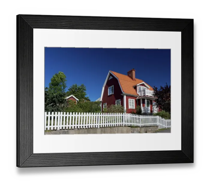 Framed Print : Typical Swedish family house, Saltoe Framed Print : Typical Swedish family house, Saltoe