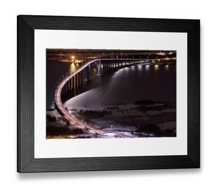 Framed Print : Bridge over fjord at night, Sommeroya