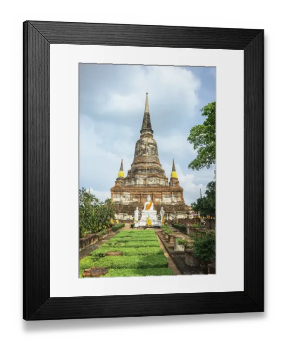 Framed Print : Buddha statues in front of the stupa at Wat Yai Chai Mongkhon Framed Print : Buddha statues in front of the stupa at Wat Yai Chai Mongkhon