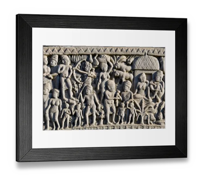 Framed Print : Stone carving, scenes of Buddha's life Framed Print : Stone carving, scenes of Buddha's life