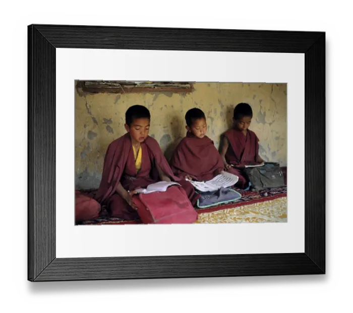 Framed Print : Buddhist novices doing homework Framed Print : Buddhist novices doing homework
