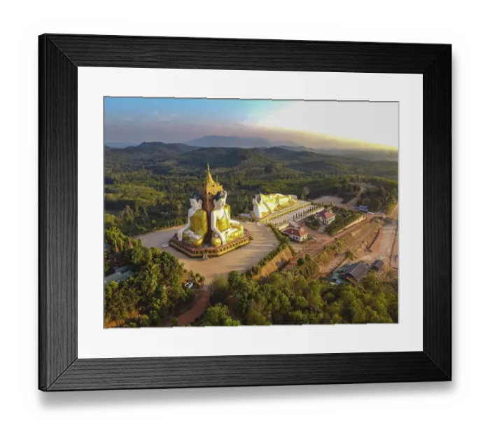 Framed Print : Aerial of the huge sitting and reclining buddhas Ko Yin Lay